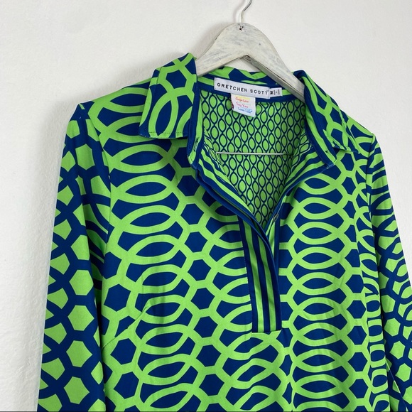 Gretchen Scott Designs Green and Blue Patterned Dress - Picture 3 of 15